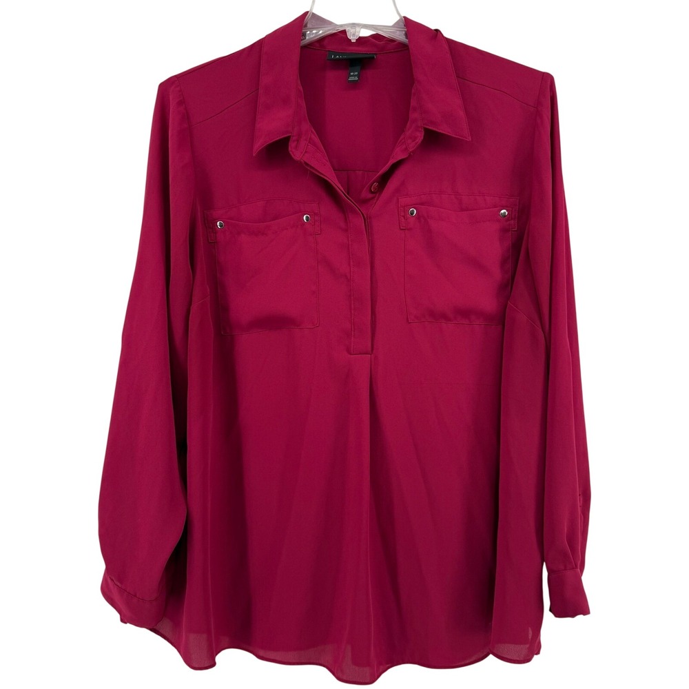 Lane Bryant Pink Collared Pocket Button Front Long Sleeve Shirt Top 18 / 20 2X